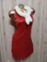 М/L Червена рокля с бял шал от заяк, снимка 3
