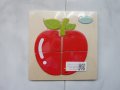 Дървен пъзел Влак за най-малките играчка ябълка червена плод, снимка 1 - Образователни игри - 12893129