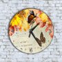 Стенен Часовник - Пеперуди Листа Есен Музикални Ноти, снимка 1 - Стенни часовници - 40225846