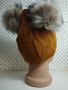 Дамска плетена шапка с две папулки- мпш47, снимка 2