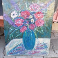 Цветя Стоян Домусчиев, маслена картина , снимка 5 - Картини - 40544264