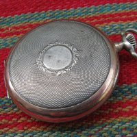 Сребърен джобен часовник с позлата, снимка 2 - Антикварни и старинни предмети - 28423617