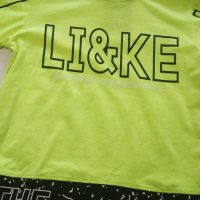 Електриковозелена тениска за момче с надпис щампа