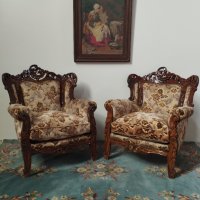 Двойка барокови кресла, снимка 7 - Дивани и мека мебел - 44128812