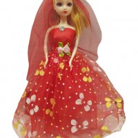Кукла Ahelos, Булка, Червена рокля, Без кутия, 30 см., снимка 1 - Кукли - 38450524