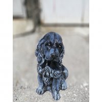 Фигура - статуя от бетон на куче Кокер Шпаньол - патирана в черен и бял цвят, снимка 9 - Градински мебели, декорация  - 32447390