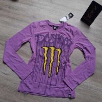 Нова лилава памучна блуза Monster на намаление, снимка 1 - Блузи с дълъг ръкав и пуловери - 27754262