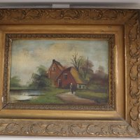 Стара Холандска картина - рамка дърворезба, снимка 1 - Антикварни и старинни предмети - 43116876