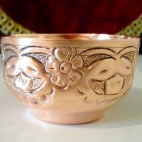 Медна чаша,коктиера с ковани орнаменти. , снимка 5 - Антикварни и старинни предмети - 40777193