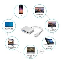 USB-C hub към VGA, HDMI 4K, PD, USB 3.0 за лаптоп, смартфон и таблет, снимка 4 - Кабели и адаптери - 43977139