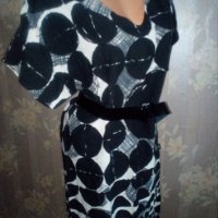 Didi S/M-Нова права рокля в черно и бяло, снимка 3 - Рокли - 32360867