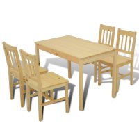 Дървена маса за хранене с 4 стола от натурално дърво, снимка 6 - Маси - 43045158