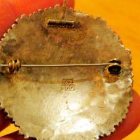 Старинна сребърна  османска муска проба 900, медальон, брошка с тугра, тура -  накит, а, снимка 4 - Колиета, медальони, синджири - 38514775