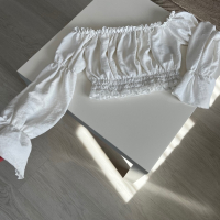 Дамска бяла къса блузка с ръкави, снимка 2 - Други - 44909714