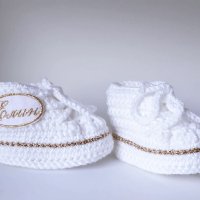 Персонализирани плетени обувки за бебе, снимка 2 - Детски пантофи - 40622448