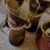 Винтидж комплект за  Сангрия от кехлибарено стъкло 70- те години на миналия век. Кана и 6 чаши, снимка 2 - Сервизи - 44875352