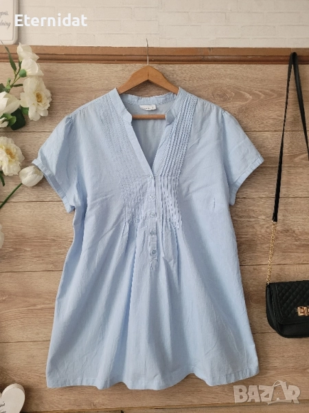 Памучна синя блузка туника YESSICA , снимка 1