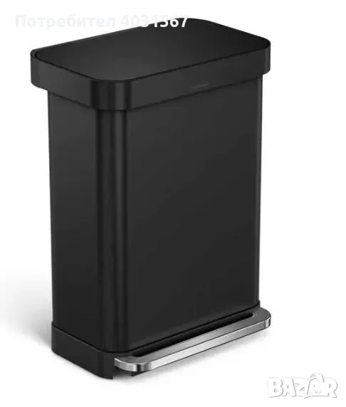 Педална кофа 55L неръждаема стомана - simplehuman матово черна, снимка 1