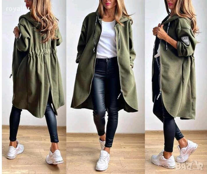Спортно елегантно зелено палто, снимка 1