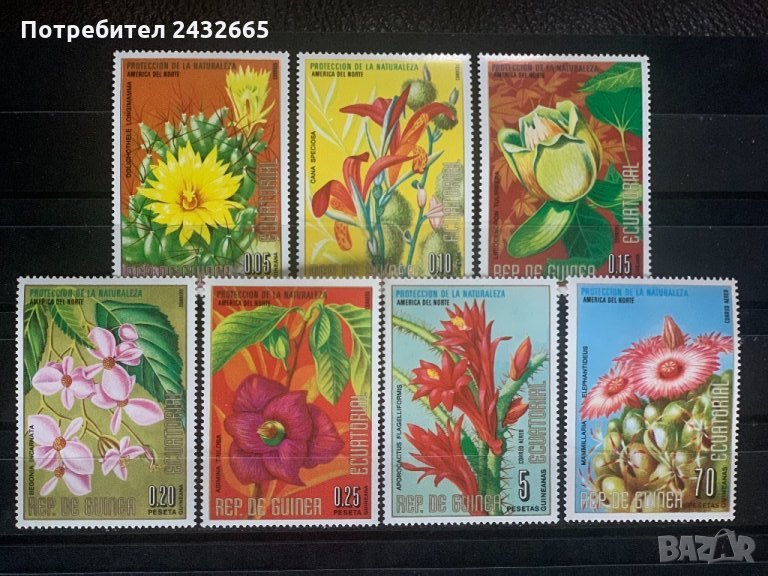 515. Екв. Гвинея 1974 = “ Флора.  Кактуси и цветя от Северна  Америка ”,**,MNH, снимка 1