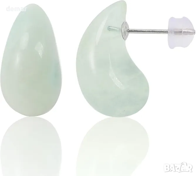 ZILKAPO Естествени кристални капкови обеци, Хипоалергенни, S925 сребърни игли, снимка 1