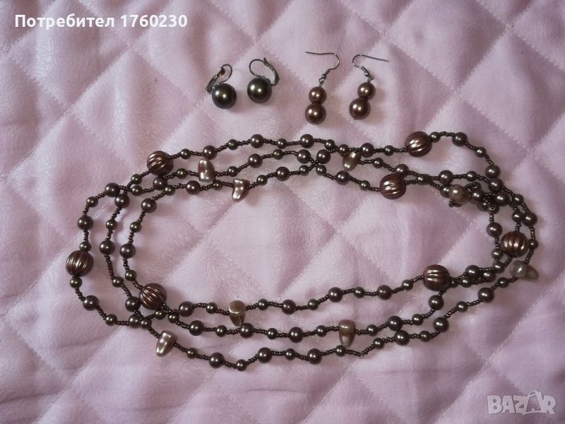 Колие перли и обеци перли, снимка 1