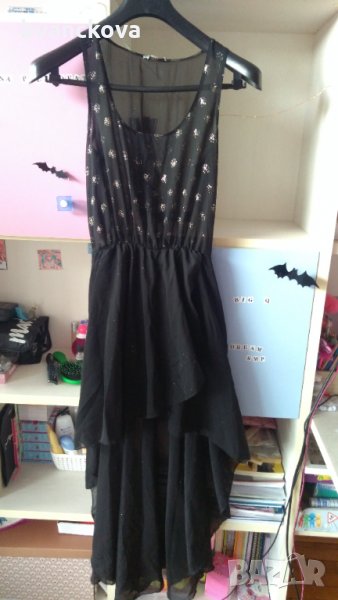 Черна рокля на златисти точки Zack London, снимка 1