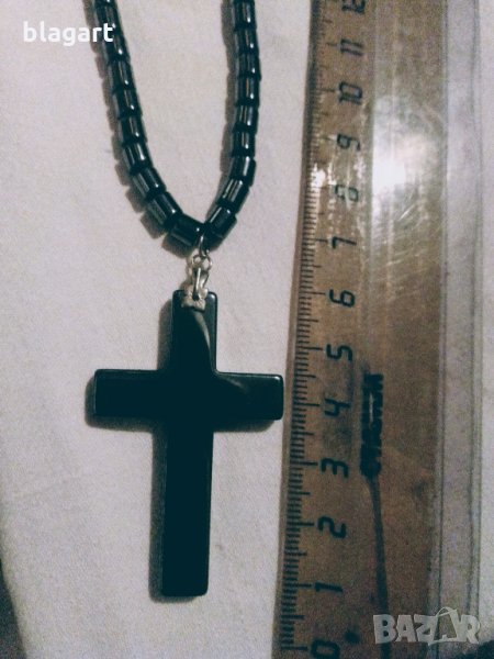 кръст-колие-хематит, снимка 1