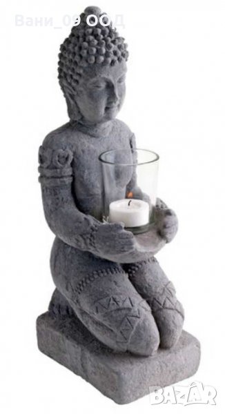 Голям циментов свещник "Буда", снимка 1