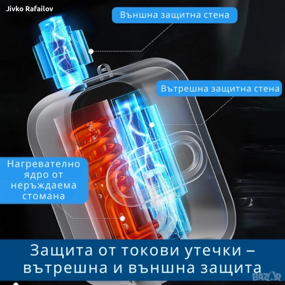 Проточен термостатичен бойлер за мигновена топла вода – Комплект с душ слушалка и регулатор, снимка 1