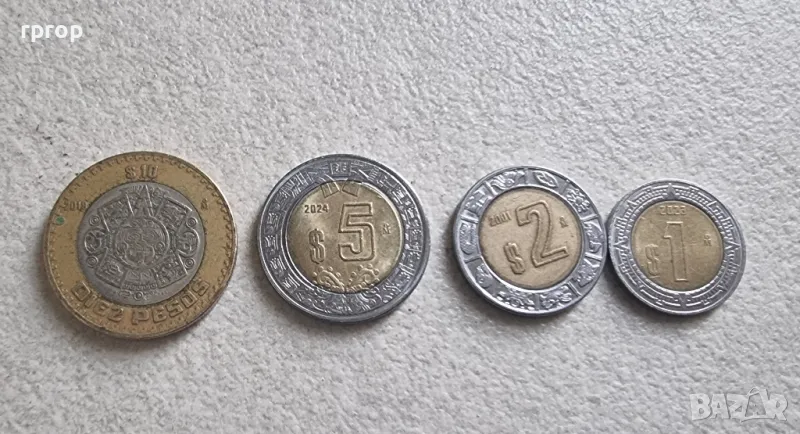 Монети. Мексико. 1, 2, 5 , 10 мексиканско песо., снимка 1