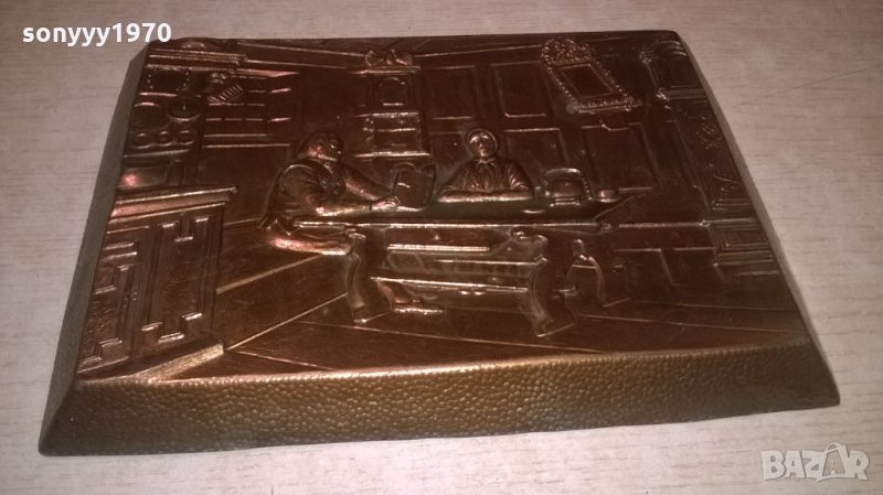 картина-мед/месинг-на масата-внос франция-26х19см, снимка 1