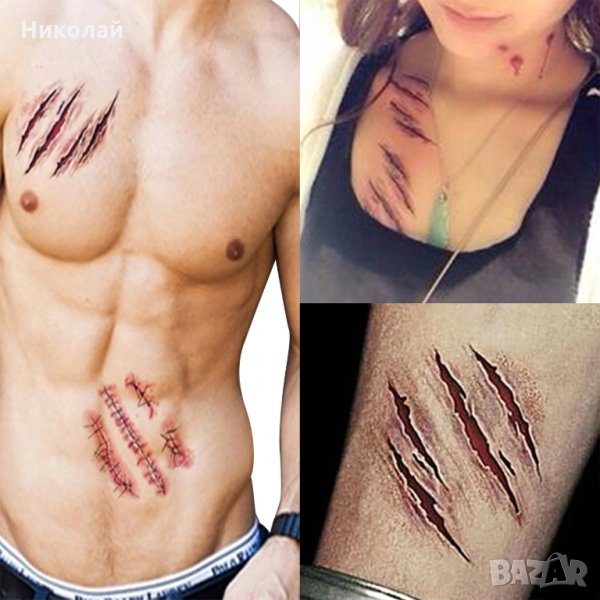 Хелоуин временни татуировки рани комплект 5 части Halloween, снимка 1