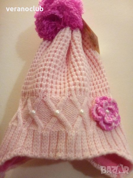 Детска плетена шапка Розова, снимка 1