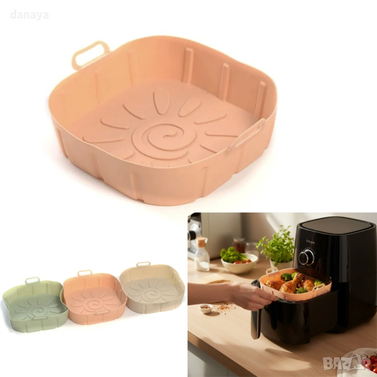 6338 Квадратна силиконова форма за Airfryer, 22х22см, снимка 1