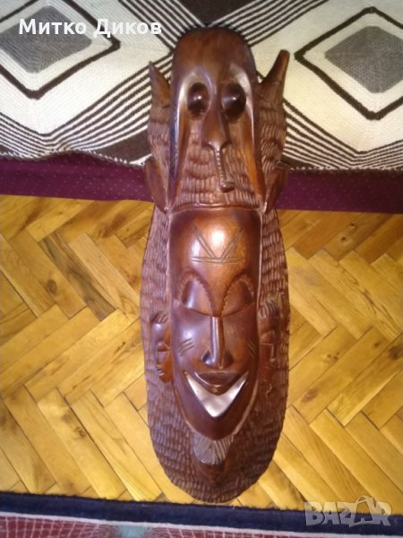 Африканска маска от желязно дърво -голяма -Н- 83см и тeжка-5kг, снимка 1