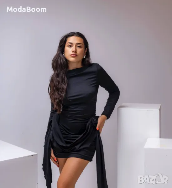 Къса дамска черна рокля , снимка 1