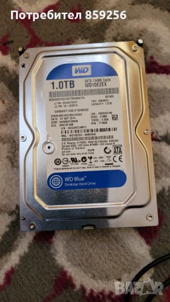 Продавам хард диск Western Digital WD Blue 3.5 1TB 7200rpm 64MB SATA3 (WD10EZEX, снимка 1