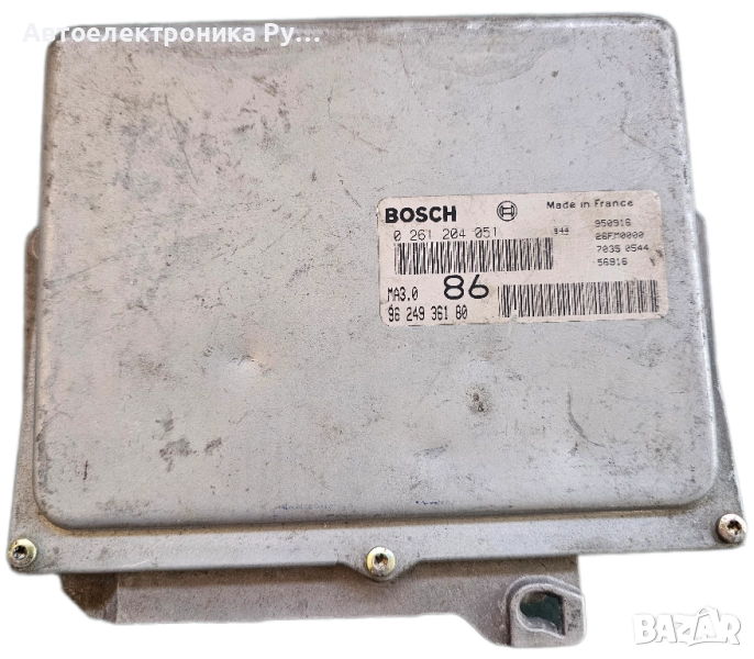компютър PEUGEOT 106 1.0, BOSCH 0 261 204 051, 0261204051, 96 249 361 80, 9624936180, MA3.0 86 , снимка 1
