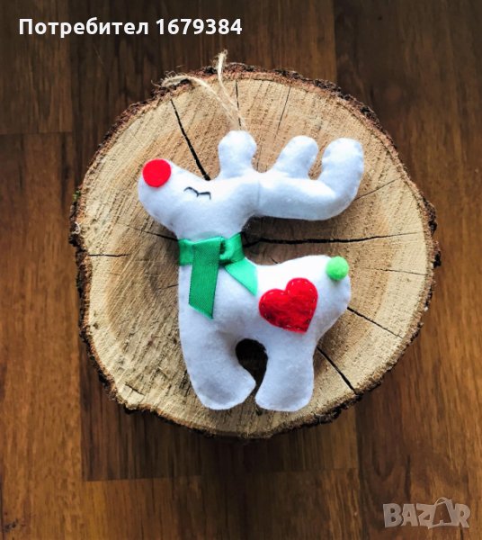 Коледна декорация / Коледни играчки за елха от филц ръчна изработка елен, снимка 1