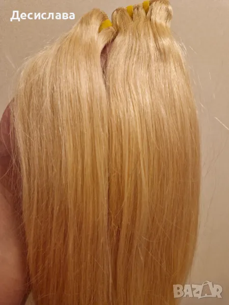 Естествена руса коса лукс - НОВА! Подходяща за трайно поставяне, без примеси, естествена висок клас!, снимка 1