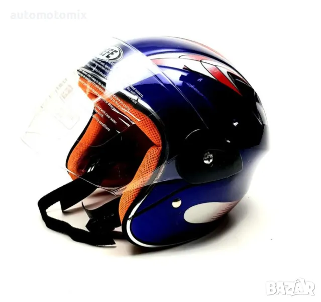 Детска каска за мотор, скутер, Без брада, СИН,ЧЕРВЕН,ЧЕРЕН- 361, снимка 1