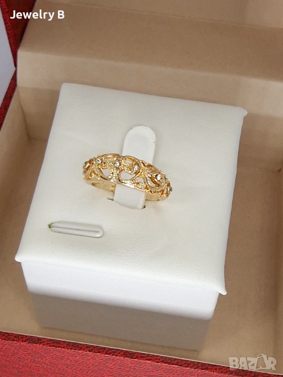 Дамски пръстен с кристали - Crystal Heart Crown Ring, снимка 1