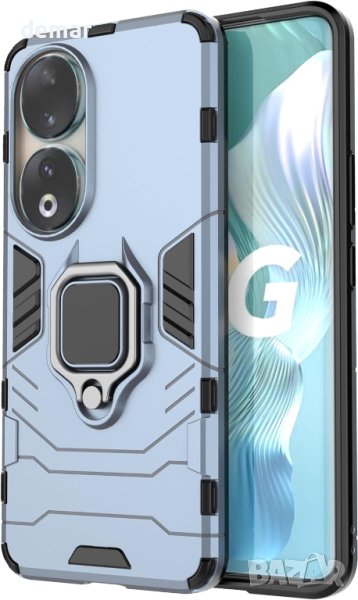 Калъф за телефон Honor 90 от военен клас със стойка, син, снимка 1