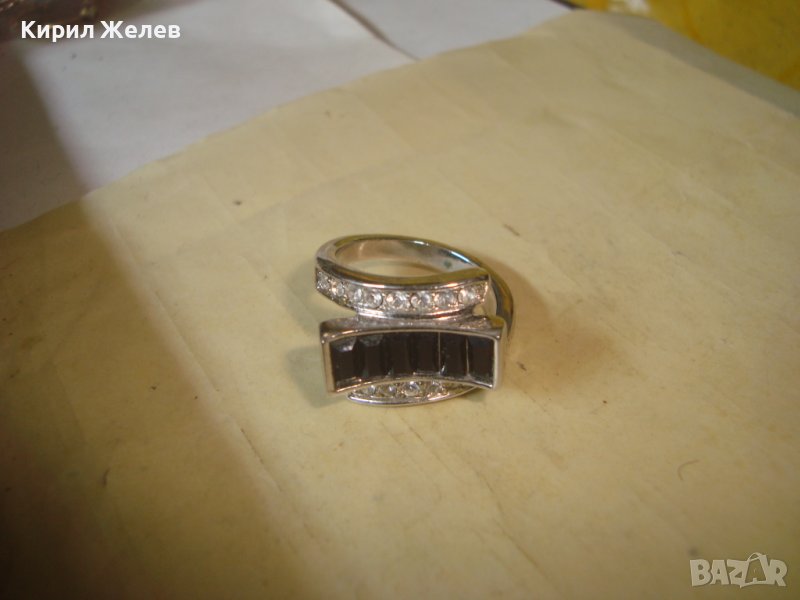 СРЕБРИСТ СКЪПОЦЕНЕН МОДЕН ПРЪСТЕН от БЛАГОРОДНА СТОМАНА с ФАСЕТИРАНИ КРИСТАЛИ 29453, снимка 1