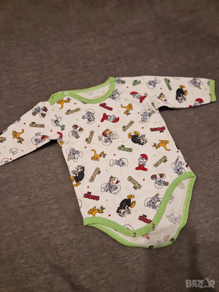 9-12м 80см Боди, памук, смърфове, без следи от употреба , снимка 1