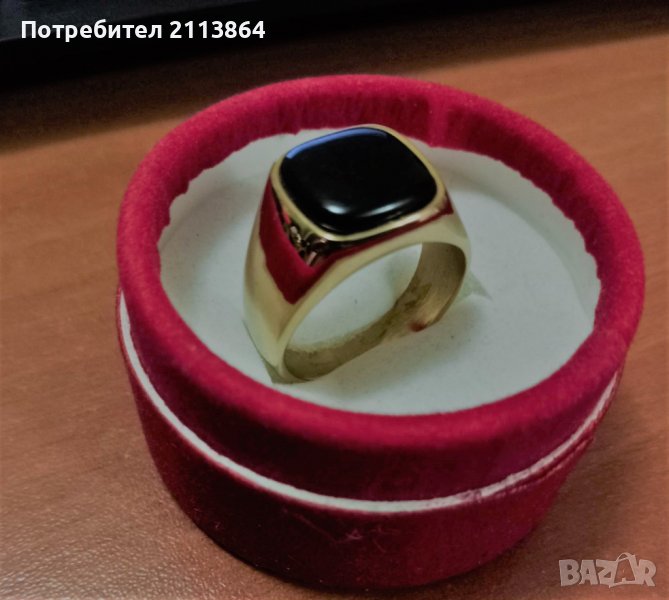Златист и сребрист мъжки пръстен от полирана стомана, снимка 1