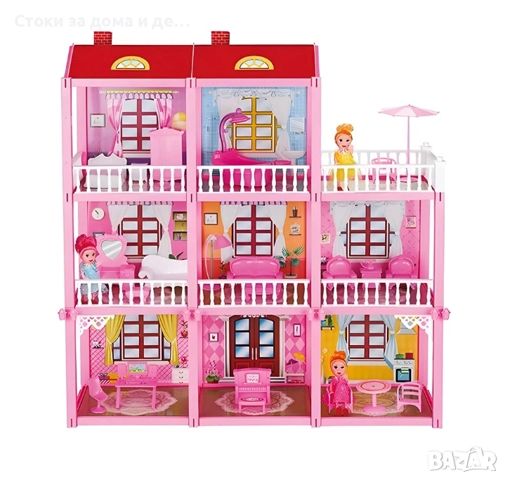 ✨Детска триетажна къща с кукли и обзавеждане , снимка 1
