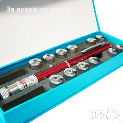 Силен зелен лазер тип показалка пойнтер 500mW с 12 приставки точка лъч, снимка 1