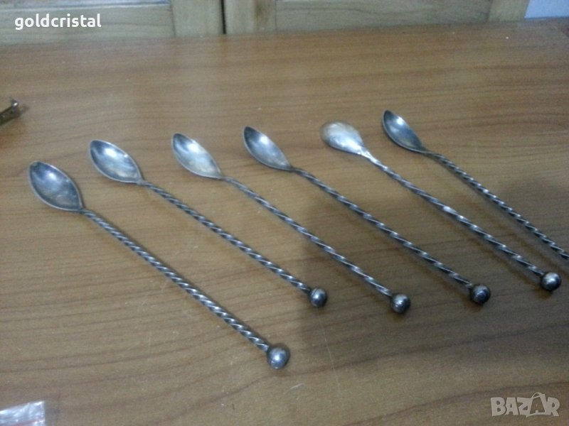 Посребрени коктейлни лъжички , снимка 1